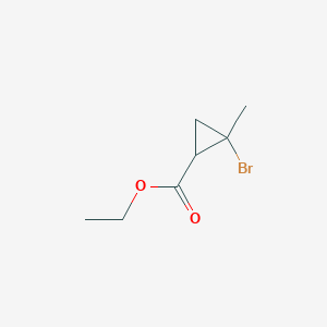 molecular formula C7H11BrO2 B12787292 Ethyl 2-bromo-2-methylcyclopropane-1-carboxylate CAS No. 89892-99-9