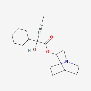 molecular formula C18H27NO3 B12787303 1-azabicyclo[2.2.2]octan-3-yl 2-cyclohexyl-2-hydroxypent-3-ynoate CAS No. 92955-94-7