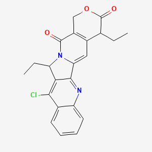 molecular formula C22H19ClN2O3 B12787348 10-chloro-12,19-diethyl-17-oxa-3,13-diazapentacyclo[11.8.0.02,11.04,9.015,20]henicosa-1(21),2,4,6,8,10,15(20)-heptaene-14,18-dione CAS No. 59910-30-4