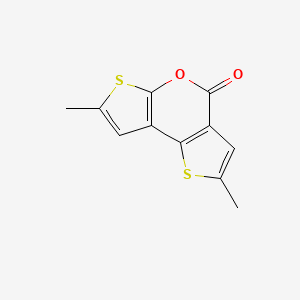 molecular formula C11H8O2S2 B12787356 4,11-dimethyl-8-oxa-3,10-dithiatricyclo[7.3.0.02,6]dodeca-1(9),2(6),4,11-tetraen-7-one CAS No. 87447-48-1