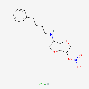 molecular formula C16H23ClN2O5 B12787388 [3-(4-phenylbutylamino)-2,3,3a,5,6,6a-hexahydrofuro[3,2-b]furan-6-yl] nitrate;hydrochloride CAS No. 81801-87-8
