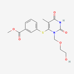 molecular formula C16H18N2O6S B12787404 1-((2-Hydroxyethoxy)methyl)-6-((3-(methoxycarbonyl)phenyl)thio)thymine CAS No. 137897-74-6