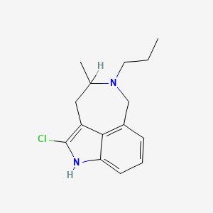 molecular formula C15H19ClN2 B12787409 (+-)-2-Chloro-3,4,5,6-tetrahydro-4-methyl-5-propyl-1H-azepino(5,4,3-cd)indole Monohydrochloride CAS No. 136723-26-7