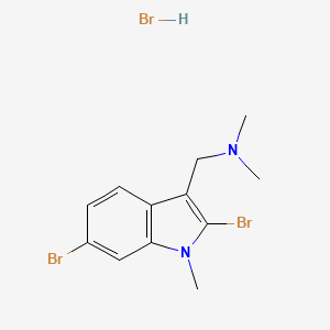 molecular formula C12H15Br3N2 B12787428 Indole, 2,6-dibromo-3-((dimethylamino)methyl)-1-methyl-, hydrobromide CAS No. 87401-27-2