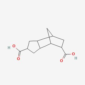molecular formula C12H16O4 B12787446 4,7-Methano-1H-indene-2,5-dicarboxylic acid, octahydro- CAS No. 72120-58-2
