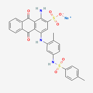molecular formula C28H22N3NaO7S2 B12787470 Sodium 1-amino-4-(2-methyl-5-(4-methylphenylsulfonylamino)phenylamino)anthraquinone-2-sulfonate CAS No. 84057-97-6