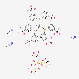 molecular formula C56H42F27N3O9P3RhS3 B12787491 (Rh(MeCN)3(CF3PPP))(OTf)3 CAS No. 204906-30-9