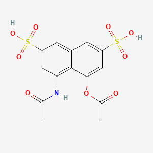 molecular formula C14H13NO9S2 B12787499 2,7-Naphthalenedisulfonic acid, 4-(acetylamino)-5-(acetyloxy)-, disodium salt CAS No. 63870-51-9