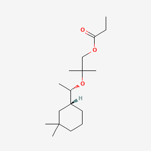 molecular formula C17H32O3 B12787516 1-Propanol, 2-((1R)-1-((1R)-3,3-dimethylcyclohexyl)ethoxy)-2-methyl-, 1-propanoate, rel- CAS No. 141899-02-7