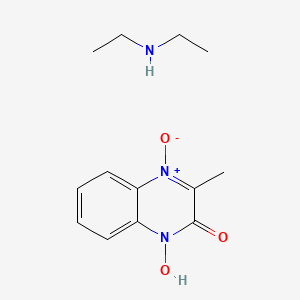molecular formula C13H19N3O3 B12787540 N-ethylethanamine;1-hydroxy-3-methyl-4-oxidoquinoxalin-4-ium-2-one CAS No. 60144-25-4