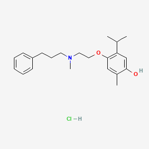 molecular formula C22H32ClNO2 B12787559 Phenol, 2-methyl-5-(1-methylethyl)-4-(2-(methyl(3-phenylpropyl)amino)ethoxy)-, hydrochloride CAS No. 84541-77-5