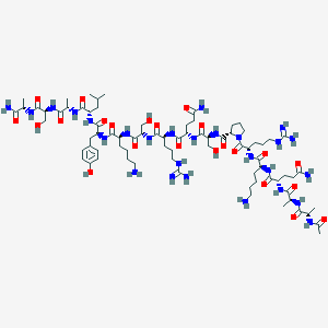 molecular formula C77H131N27O23 B127876 Myelin peptide amide-16 CAS No. 141311-87-7