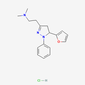 molecular formula C17H22ClN3O B12787604 Pyrazoline, 3-(2-(dimethylamino)ethyl)-5-(2-furyl)-1-phenyl-, hydrochloride CAS No. 102149-30-4