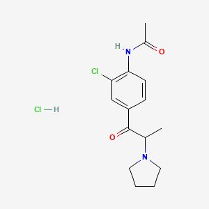 molecular formula C15H20Cl2N2O2 B12787659 N-(2-Chloro-4-(1-oxo-2-(1-pyrrolidinyl)propyl)phenyl)acetamide monohydrochloride CAS No. 97111-05-2