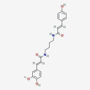 molecular formula C23H26N2O5 B12787665 Coumaramido ferulamidobutane CAS No. 380302-96-5