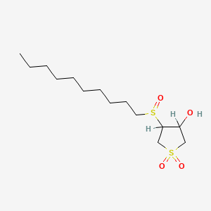 molecular formula C14H28O4S2 B12787667 3-Decylsulfinyltetrahydrothiophene-4-ol 1,1-dioxide CAS No. 69663-11-2