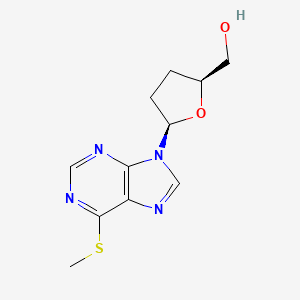 molecular formula C11H14N4O2S B12787690 2-Furanmethanol, tetrahydro-5-(6-(methylthio)-9H-purin-9-yl)-, (2S-cis)- CAS No. 107550-76-5