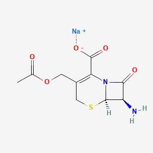 molecular formula C10H11N2NaO5S B12787694 Sodium (6R-trans)-3-(acetoxymethyl)-7-amino-8-oxo-5-thia-1-azabicyclo(4.2.0)oct-2-ene-2-carboxylate CAS No. 40994-22-7