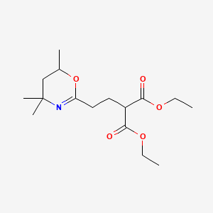 molecular formula C16H27NO5 B12787702 Diethyl 2-(2-(4,4,6-trimethyl-5,6-dihydro-4H-1,3-oxazin-2-yl)ethyl)malonate CAS No. 36871-41-7