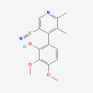 molecular formula C16H16N2O3 B12787763 4-(2-Hydroxy-3,4-dimethoxyphenyl)-5,6-dimethylnicotinonitrile CAS No. 61948-31-0