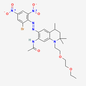 molecular formula C26H33BrN6O7 B12788228 Acetamide, N-(6-((2-bromo-4,6-dinitrophenyl)azo)-1-(2-(2-ethoxyethoxy)ethyl)-1,2,3,4-tetrahydro-2,2,4-trimethyl-7-quinolinyl)- CAS No. 71673-13-7