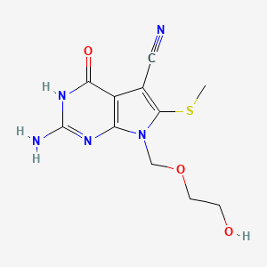 molecular formula C11H13N5O3S B12788565 7-CN-8-MeS-Acyclic-7-deaza-dG CAS No. 127945-68-0
