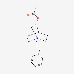 molecular formula C17H24NO2+ B12789026 1-(2-Phenylethyl)-1lambda(5)-azabicyclo(2.2.2)oct-3-yl acetate CAS No. 41967-36-6