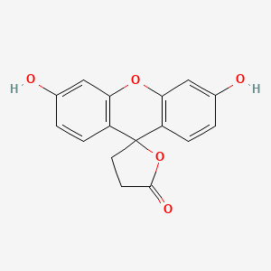 molecular formula C16H12O5 B12789030 Spiro(furan-2(5H),9'-(9H)xanthen)-5-one, 3,4-dihydro-3',6'-dihydroxy- CAS No. 510-51-0