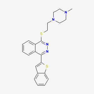 molecular formula C23H24N4S2 B12789056 Phthalazine, 1-benzo(b)thien-2-yl-4-((2-(4-methyl-1-piperazinyl)ethyl)thio)- CAS No. 129224-79-9