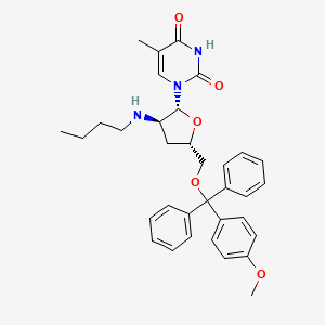 molecular formula C34H39N3O5 B12789078 Uridine, 2'-(butylamino)-2',3'-dideoxy-5'-O-((4-methoxyphenyl)diphenylmethyl)-5-methyl- CAS No. 134935-03-8