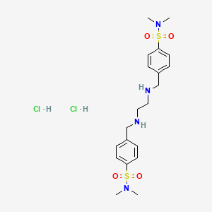 molecular formula C20H32Cl2N4O4S2 B12789084 p-Toluenesulfonamide, alpha,alpha'-(ethylenediimino)bis(N,N-dimethyl-, dihydrochloride CAS No. 110051-71-3