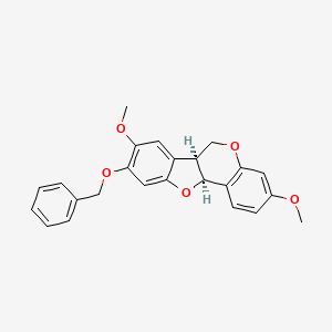 molecular formula C24H22O5 B12789271 6H-Benzofuro(3,2-c)(1)benzopyran, 6a,11a-dihydro-3,8-dimethoxy-9-(phenylmethoxy)-, cis- CAS No. 152490-67-0