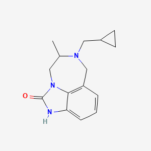 molecular formula C15H19N3O B12789288 6-(Cyclopropylmethyl)-4,5,6,7-tetrahydro-5-methylimidazo(4,5,1-jk)(1,4)benzodiazepin-2(1H)-one CAS No. 126234-01-3