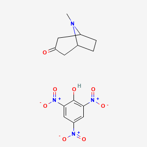 molecular formula C14H16N4O8 B12789293 8-methyl-8-azabicyclo[3.2.1]octan-3-one;2,4,6-trinitrophenol CAS No. 1653-52-7