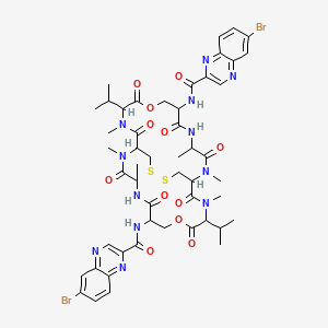 molecular formula C50H60Br2N12O12S2 B12789439 Bis(6-bromo)triostin A CAS No. 85502-74-5