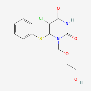 molecular formula C13H13ClN2O4S B12789484 5-Chloro-1-((2-hydroxyethoxy)methyl)-6-(phenylthio)uracil CAS No. 123027-54-3