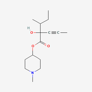 molecular formula C15H25NO3 B12789501 Pentanoic acid, 2-hydroxy-3-methyl-2-(1-propynyl)-, 1-methyl-4-piperidyl ester CAS No. 102584-93-0