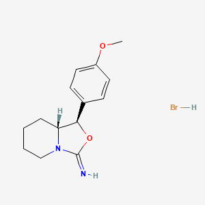 molecular formula C14H19BrN2O2 B12789506 trans-3-Imino-1-(p-methoxyphenyl)hexahydro-3H-oxazolo(3,4-a)pyridine hydrobromide CAS No. 5583-17-5
