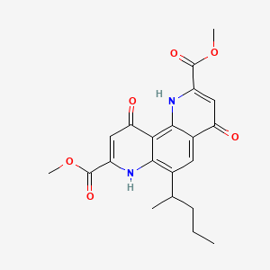 molecular formula C21H22N2O6 B12789534 Dimethyl-1,4,7,10-tetrahydro-4,10-dioxo-6-(1-methyl-1-butyl)-1,7-phenanthroline-2,8-dicarboxylate CAS No. 130292-74-9