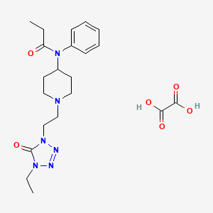 molecular formula C21H30N6O6 B12789536 N-[1-[2-(4-ethyl-5-oxotetrazol-1-yl)ethyl]piperidin-4-yl]-N-phenylpropanamide;oxalic acid CAS No. 104072-20-0
