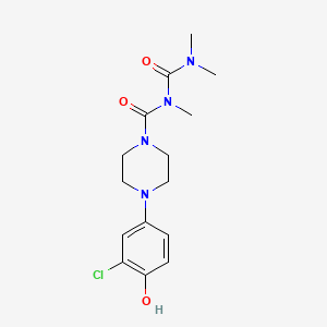 molecular formula C15H21ClN4O3 B12789544 1-Piperazinecarboxamide, 4-(3-chloro-4-hydroxyphenyl)-N-((dimethylamino)carbonyl)-N-methyl- CAS No. 80712-38-5