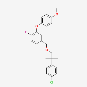 molecular formula C24H24ClFO3 B12789551 Benzene, 4-((2-(4-chlorophenyl)-2-methylpropoxy)methyl)-1-fluoro-2-(4-methoxyphenyl)- CAS No. 83493-01-0