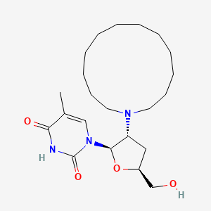 molecular formula C22H37N3O4 B12789590 Uridine, 2'-azacyclotridec-1-yl-2',3'-dideoxy-5-methyl- CAS No. 134935-13-0