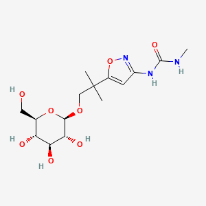 molecular formula C15H25N3O8 B12789595 Urea, N-(5-(2-(beta-D-glucopyranosyloxy)-1,1-dimethylethyl)-3-isoxazolyl)-N-methyl- CAS No. 82040-94-6
