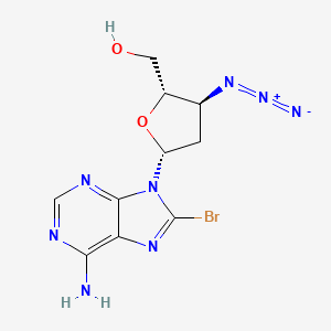 molecular formula C10H11BrN8O2 B12789614 Adenosine, 3'-azido-8-bromo-2',3'-dideoxy- CAS No. 121353-85-3