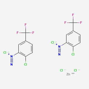molecular formula C14H6Cl6F6N4Zn B12789625 zinc;2-chloro-5-(trifluoromethyl)benzenediazonium;tetrachloride CAS No. 85237-43-0