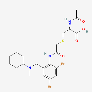 molecular formula C21H29Br2N3O4S B12789671 Alanine, N-acetyl-3-(((2-((cyclohexylmethylamino)methyl)-4,6-dibromocarbaniloyl)methyl)thio)- CAS No. 97290-48-7
