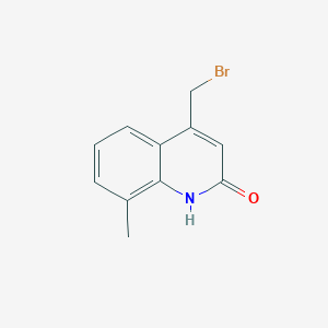 molecular formula C11H10BrNO B12789741 4-(Bromomethyl)-8-methylquinolin-2(1h)-one CAS No. 23976-56-9