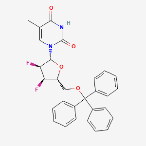 molecular formula C29H26F2N2O4 B12789746 Uridine, 2',3'-dideoxy-2',3'-difluoro-5-methyl-5'-O-(triphenylmethyl)- CAS No. 132776-17-1