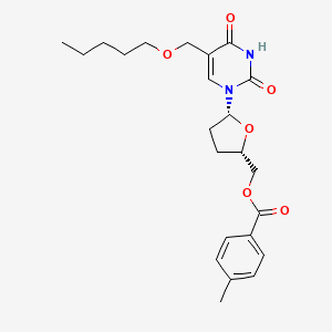 molecular formula C23H30N2O6 B12789799 2',3'-Dideoxy-5'-O-(4-methylbenzoyl)-5-pentyloxymethyluridine CAS No. 133697-40-2